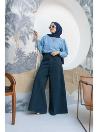 Denim Pantolon Etek Petrol
