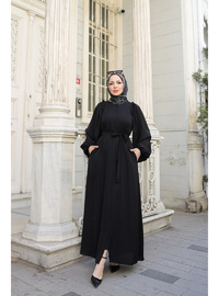 EL-NAZ Abaya 1007 - Dubai İpeği - Siyah