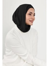 Penye Kapşonlu ve Kapatıcı Hazır Bone Siyah