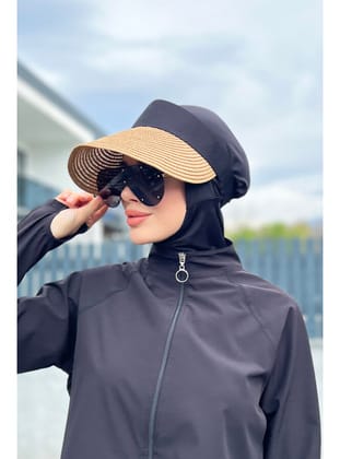 Remsa Mayo Katlanır Vizör Hasır Şapka Güneş Koruyucu Siperlik Camel RŞ-44