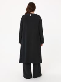 Aerobin Kumaşlı Basic Tunik Pantolon İkili Takım Siyah