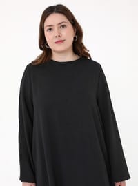 Aerobin Kumaşlı Basic Tunik Pantolon İkili Takım Siyah