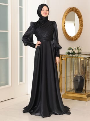 Yağmur Abiye - Siyah - Azra Design