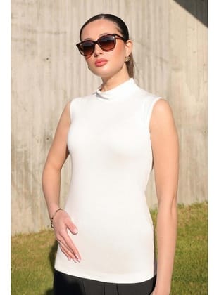 Kolsuz Penye Body İçlik Beyaz 4839