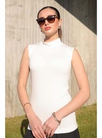 Kolsuz Penye Body İçlik Beyaz
