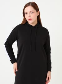 Büyük Beden Sporcu Tunik & Pantolon İkili Takım Siyah