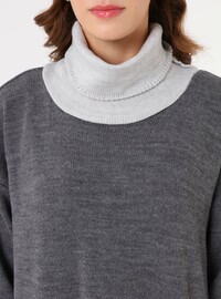 Oversize Triko Elbise - Antrasit