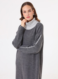 Oversize Triko Elbise - Antrasit