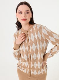 Triko Takım - Argyle Desenli Camel