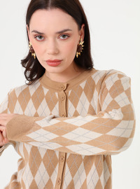 Triko Takım - Argyle Desenli Camel