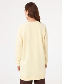 Bisiklet Yaka Reglan Kollu Sweatshirt Açık Sarı