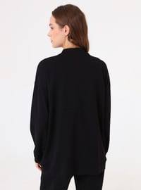 Dökümlü Fermuarlı Sweatshirt Siyah