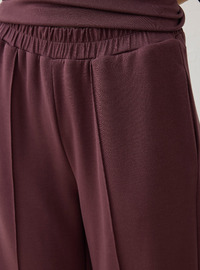 Yumuşak Kumaşlı Çıtçıt Detaylı Tunik&Pantolon Takım - Mürdüm - Refka