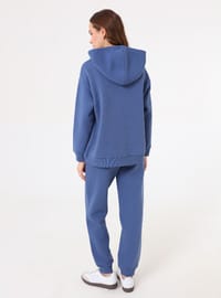 Oversize Sweatshirt ve Eşofman Altı İkili Takım İndigo
