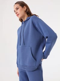 Oversize Sweatshirt ve Eşofman Altı İkili Takım İndigo