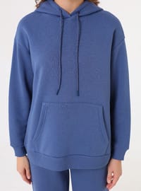 Oversize Sweatshirt ve Eşofman Altı İkili Takım İndigo