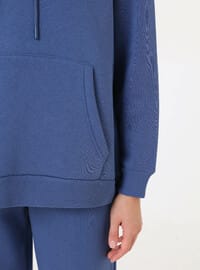 Oversize Sweatshirt ve Eşofman Altı İkili Takım İndigo