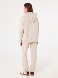 Oversize Sweatshirt ve Eşofman Altı İkili Takım Bej Benin