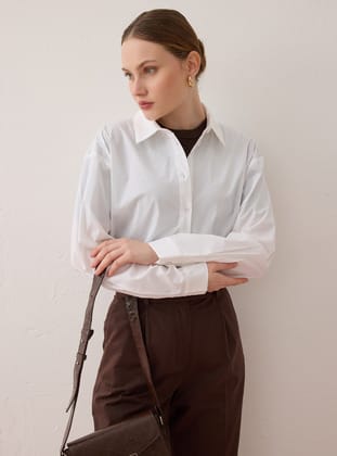 Basic Poplin Gömlek - Beyaz - Benin