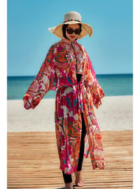 Kimono Pareo Şifon Plaj Elbisesi Oranj