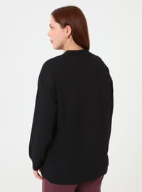 Fermuarlı Büyük Beden Sweatshirt - Siyah - Alia