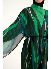 Yeşil Desenli İpeksi Kimono