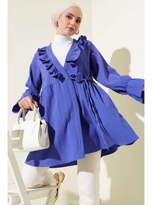 Kadın Fırfırlı Bağlamalı Kimono Mor