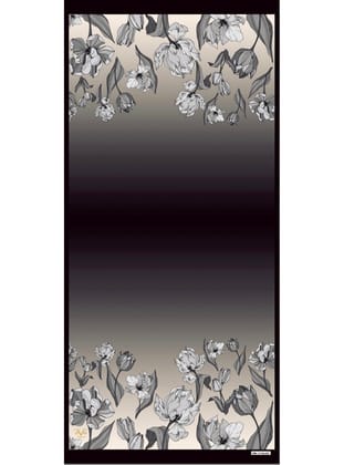 Çiçekli Desen Pavia Seri Şal Askısı ile Birlikte 90X200 cm Siyah Gri