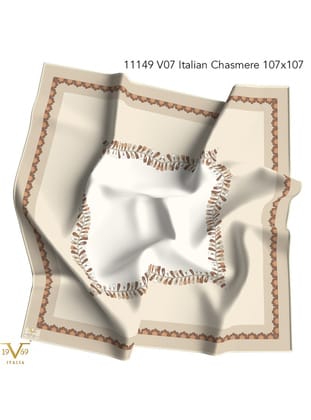 Desenli Italian Cashmere Seri Eşarp Askısı İle Birlikte 110x110 Bej