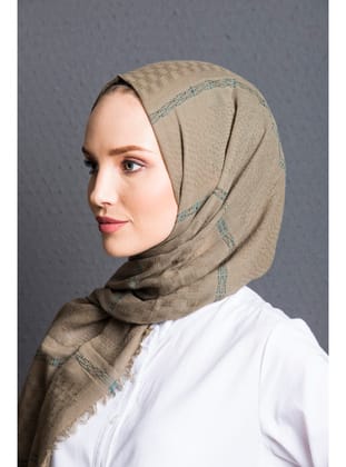 Düz Desen Cotton Seri Şal Askısı ile Birlikte 75x200 cm Yeşil