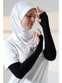 Parmak Geçmeli Penye Tesettür Kolluk - Siyah