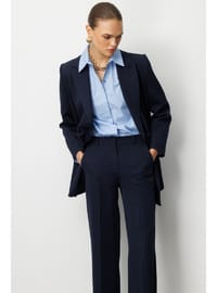 Lacivert Kruvaze Blazer Ceket