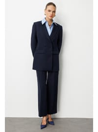 Lacivert Kruvaze Blazer Ceket