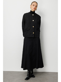 Siyah Gold Düğmeli Oversize Ceket