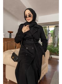 Denim Trençkot 38-46 Siyah