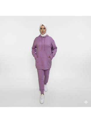 2273_Kapüşonlu Sweatshirt & Pantolon Eşofman Takımı