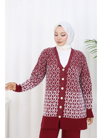 Desenli Triko Takım - Bordo