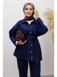 Kemerli Denim Takım TSD250231 Koyu Mavi