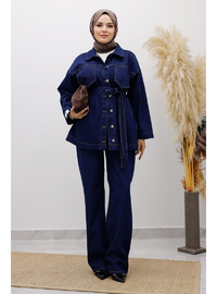 Kemerli Denim Takım TSD250231 Koyu Mavi