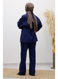Kemerli Denim Takım TSD250231 Koyu Mavi