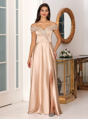 Abiye Elbise - Gold Rengi - MİSSNEWAL