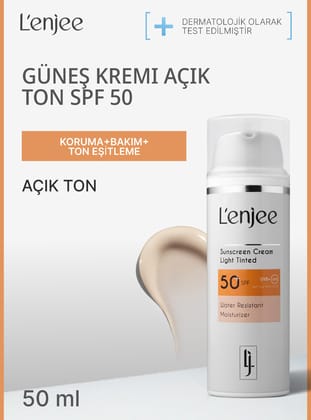 Açık Ton Güneş Kremi SPF50-50ml - Renksiz - Lenjee