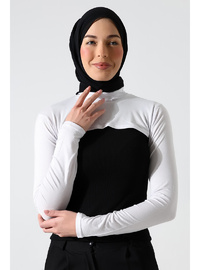 Balıkçı Yaka Tesettür Kolluk Beyaz