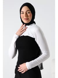 Balıkçı Yaka Tesettür Kolluk Beyaz