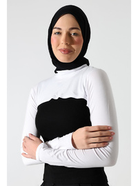 Balıkçı Yaka Tesettür Kolluk Beyaz
