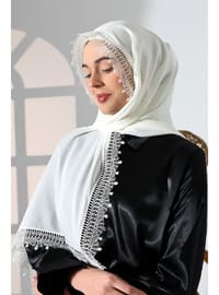 Ekru Dantelli İğne Oyası Eşarp