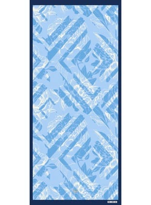 Çiçekli Desen Pavia Seri Şal Askısı ile Birlikte 90X200 cm Mavi Lacivert