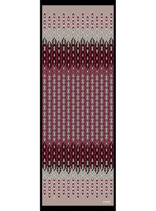 Desenli Kesik Elyaf Seri Şal Askısı İle Birlikte 72x200 Bordo Vizon