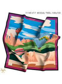 Desenli Eşarp 100x100 cm Mürdüm Mavi