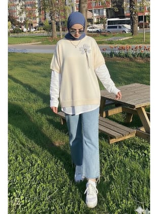 Fitilli Oversize Triko Süveter H25304 Taş Rengi